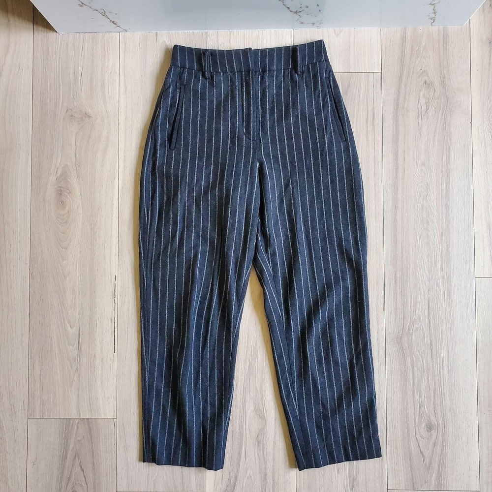 Wilfred Dress Pants Womens 4 Gray Flannel Cropped Pinstripe Stretch Lined Wool